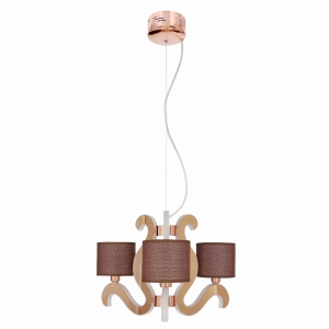 AMBROSIA 3 LAMPA WISZĄCA 3X40W E14 + 18,4W LED MIEDZIANY 33-33888