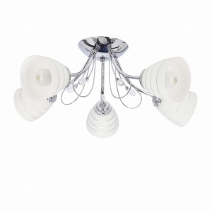 SIMPLI LAMPA WISZĄCA 5*40W E27  CHROM  Z KRYSZTAŁKIEM+KLOSZ Z PASKIEM