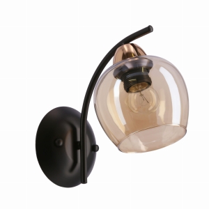 MERRA lampa kinkiet czarny 1x40W E27 klosz bursztynowy 21-35301