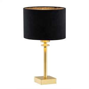 Lampa stołowa do salonu czarny abażur glamour szczotkowany mosiądz ABBANO 8049