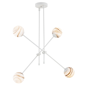 Biała lampa alabaster marmurkowy klosz regulowane ramiona kremowa biel lampa wisząca żyrandol kremowy ABSOS 1841