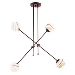 Czekoladowa lampa alabaster marmurkowy klosz regulowane ramiona czekoladowy brąz lampa wisząca brązowy żyrandol marmur ABSOS 1842