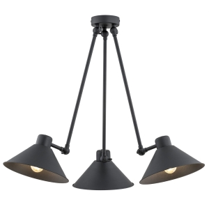 Lampa wisząca koloru czarnego z trzema kloszami i możliwością regulacji ALTEA 1452