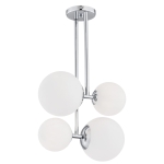Lampa wiszącza chrom, 4 białe kule wiszące na metalowym stelażu ASPEN 1646