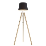 Lampa stojąca z podstawą w stylu statywu i czarnym tkaninowym abażurem ASTER 3421