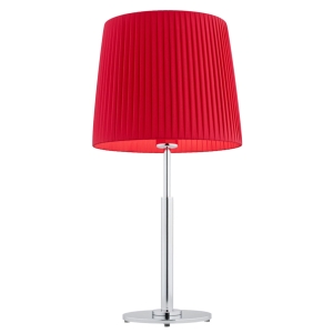 Lampa stołowa z czerwonym tkaninowym plisowanym abażurem ASTI 3846