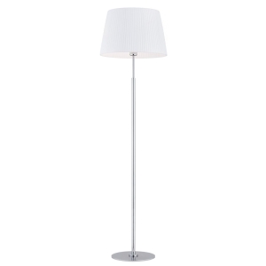 Lampa stojąca z białym tkaninowym plisowanym abażurem ASTI 3849
