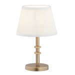 Lampa stołowa do salonu w kolorze stare złoto ATRANI 8354 ze śmietankowym abażurem delikatna plisa