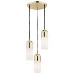 Lampa wisząca 3-płomienna ze szkła i stali mosiądzowanej BURGOS 1466