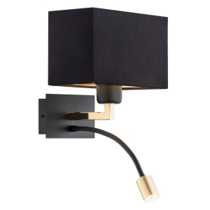 Lampa hotelowa czarny kinkiet abażur nad łóżko z lampką nocną BILL 1042