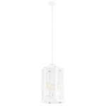 Lampa wisząca na łańcuchu biała stalowa klatka z przezroczystymi szybami BODRUM 1251