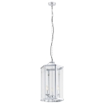 Lampa wisząca na łańcuchu chrom stalowa klatka z przezroczystymi szybami BODRUM 1252