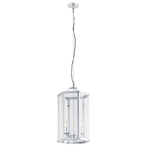 Lampa wisząca na łańcuchu chrom stalowa klatka z przezroczystymi szybami BODRUM 1252