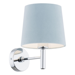 Kinkiet chrom glamour welurowy abażur błękitny BOLZANO 3910