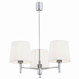 Żyrandol chrom lampa wisząca glamour biały abażur BOLZANO 6114