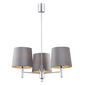 Żyrandol chrom lampa wisząca glamour szary abażur BOLZANO 6107
