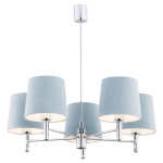Lampa wisząca żyrandol chrom duża glamour welurowy abażur błękitny BOLZANO 2076