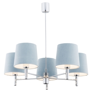Lampa wisząca żyrandol chrom duża glamour welurowy abażur błękitny BOLZANO 2076