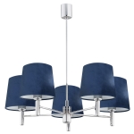 Lampa wisząca żyrandol chrom duża glamour welurowy abażur granat BOLZANO 2074