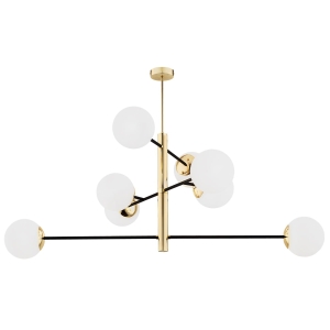 Lampa wisząca, designerski złoty żyrandol białe kule CAMERON 5041