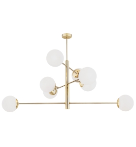 Lampa wisząca, designerski złoty żyrandol białe kule CAMERON 5043