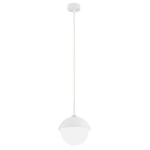 Lampa ze szklaną kulką mlecznym kloszem i metalową kopułką kapelusikiem nowoczesny industrialny design CAPPELLO 8294 kremowy biały