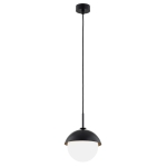 Lampa ze szklaną kulką mlecznym kloszem i metalową kopułką kapelusikiem nowoczesny industrialny design CAPPELLO 8295 czarna