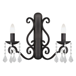 Kinkiet czarny z kryształkami w stylu glamour, modern chic Diadema 7184