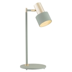 Lampka biurkowa zielona szałwia nowoczesna minimalistyczna ze złotymi elementami DORIA 4276