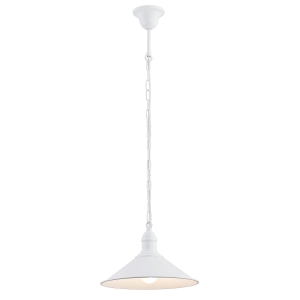 Industrialna metalowa lampa wisząca biała na łańcuchu ERBA 630