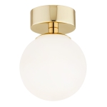 Lampa sufitowa plafon miedź złoto w stylu glamour pojedyncza kula mleczne szkło FLAVIO 4004