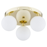 Lampa sufitowa plafon miedź złoto w stylu glamour koło 3 kule mleczne szkło FLAVIO 1413