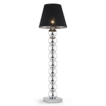 Fudżi 3657 kule lampa stojąca srebrna chrom czarny tkaninowy abażur