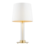 Lampa stołowa szklana biały abażur mosiądz HAMPTON 8540