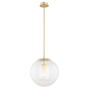 Ryflowane szkło w szkle kula modern classic lampa wisząca mosiądz szczotkowany HAMPTON 8626