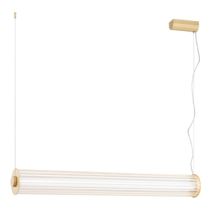 Efektowna lampa wisząca z ryflowanego szkłą tuba 80 cm mosiądz, LED HAMPTON 8627 glamour