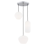 Szklana lampa wisząca biała szkło mleczne 3 klosze różne formy wysokości KALIMERA 1430