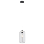 Prosta szklana lampa wisząca przezroczysty klosz czarny przewód KALIMERA 4039
