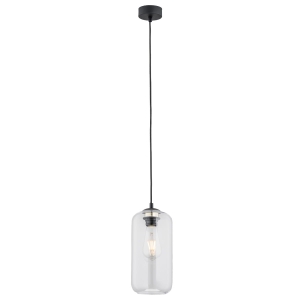 Prosta szklana lampa wisząca przezroczysty klosz czarny przewód KALIMERA 4039