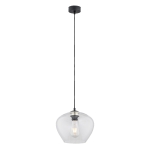 Prosta szklana lampa wisząca przezroczysty klosz czarny przewód kielich KALIMERA 4043