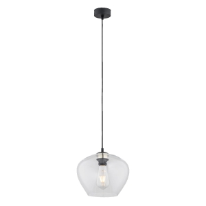 Prosta szklana lampa wisząca przezroczysty klosz czarny przewód kielich KALIMERA 4043