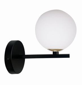 Kama lampa kinkiet czarny+złoty 1x28 g9 klosz biały