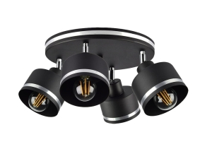 Wama lampa sufitowa czarny 4x40w e27 klosz czarny+srebrny
