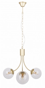 Dani lampa wisząca mosiądz 3x40w e14 klosz bezbarwny