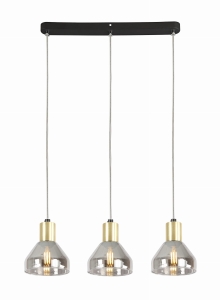LAMPA WISZĄCA GREGORY CZARNY BRĄZ 3X40W E14 KLOSZ DYMIONY