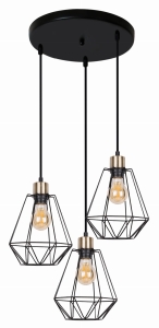 PRIMO LAMPA WISZĄCA TALERZ CZARNY+PATYNA 3X60W E27 KLOSZ CZARNY