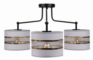 Andy lampa wisząca czarny 3x40w e27 abażur szary+złoty