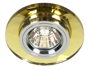 SS-11 CH/G MR16 CHROM OPR. STROP. STAŁA OKRĄGŁA SZKŁO ZŁOTE