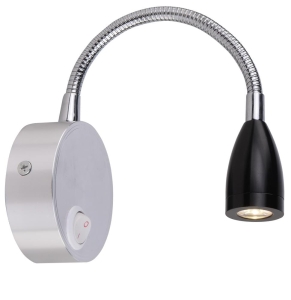 DINO KINKIET 3W LED CHROM/ALUMINIUM KLOSZ STOŻEK CZARNY