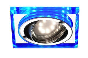 SSU-22 CH/TR+BL GU10 50W+LED SMD 2 1W NIEBIESKI 230V CHROM  oczko sufitowe  lampa sufitowa    KWADRATOWA SZKŁO TRANSPARENTNE